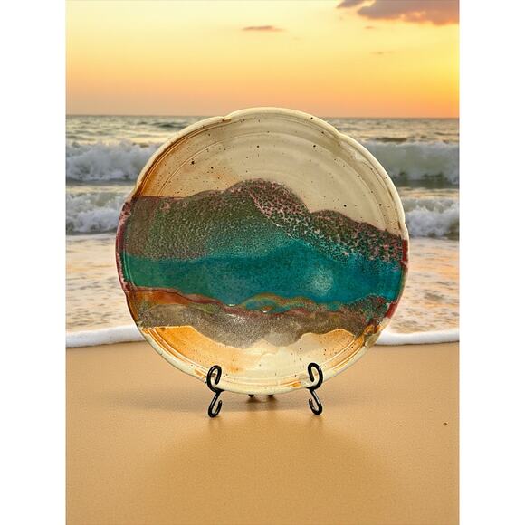 Signed North Carolina Studio Pottery Centerpiece Bowl-16''-Coastal Glaze-Large - Picture 1 of 8